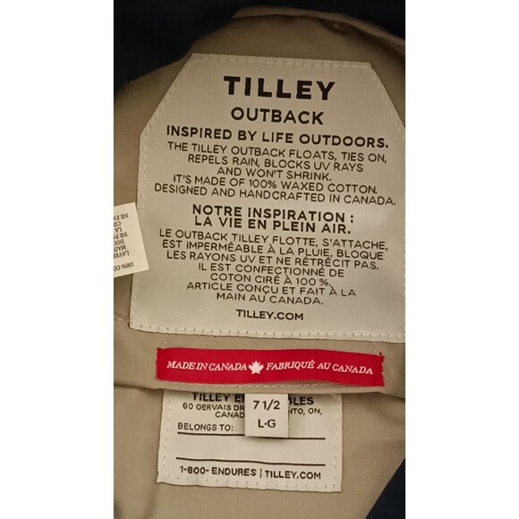 Tilley Waxed Cotton Outback Bucket Hat Sz Large Navy Blue Brim Crusher Cap TWC7 - Picture 4 of 13